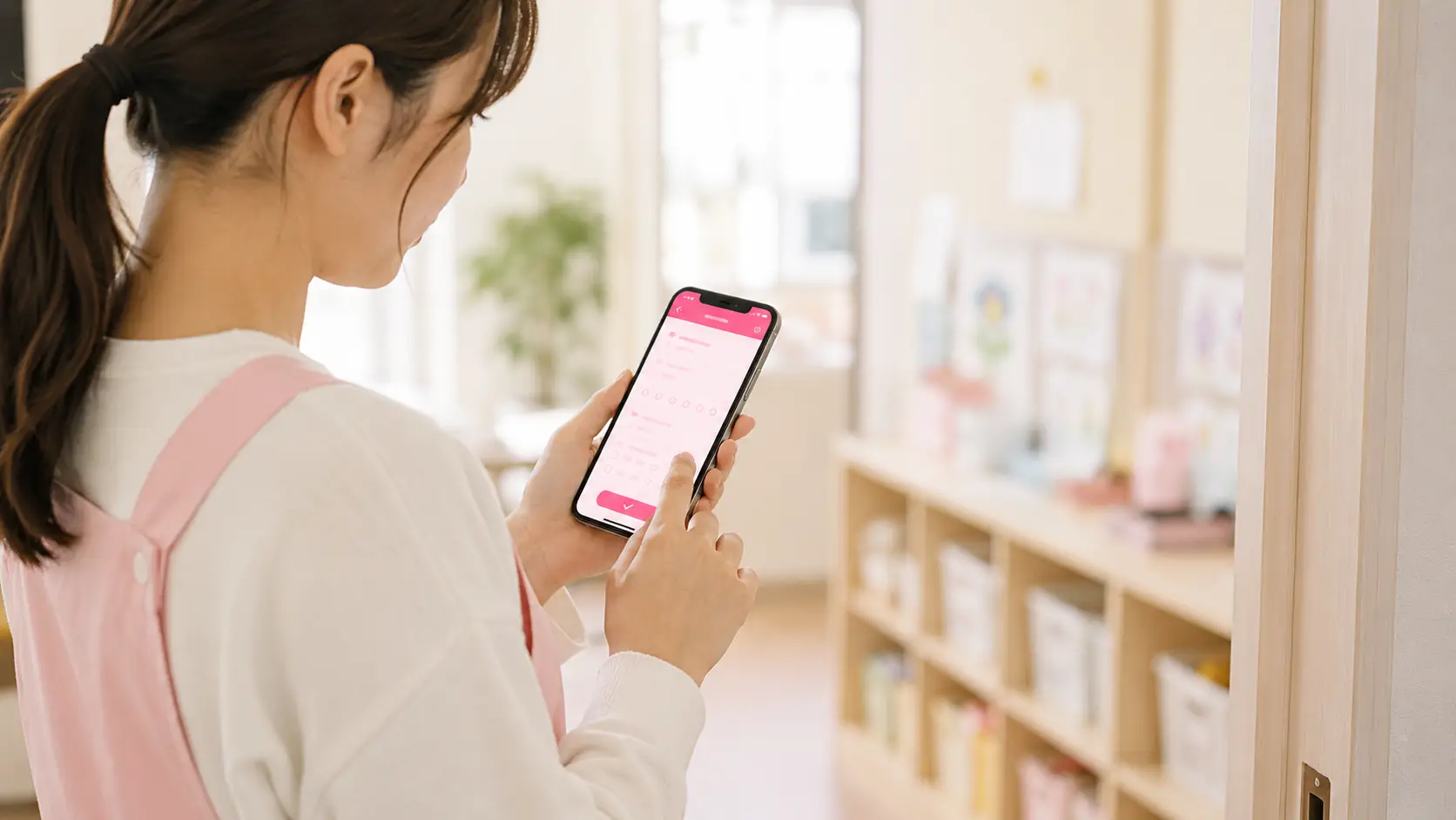 スマートフォンからシフト希望を入力し、表へ自動集計しているイメージ